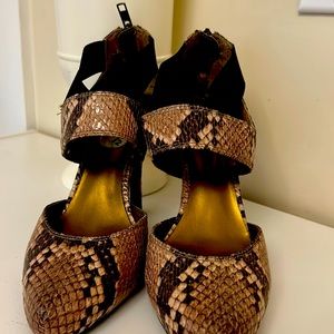 Authentic Nine West snake embossed faux leather heels